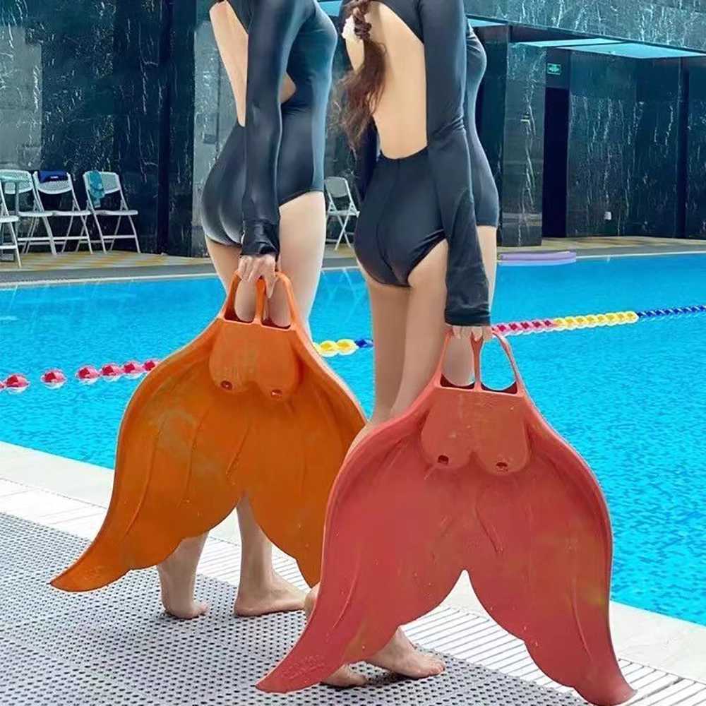 인어핀 머메이드핀 수영장 체험용 프리다이빙 장비 오렌지(S-L) - 상세 이미지 4