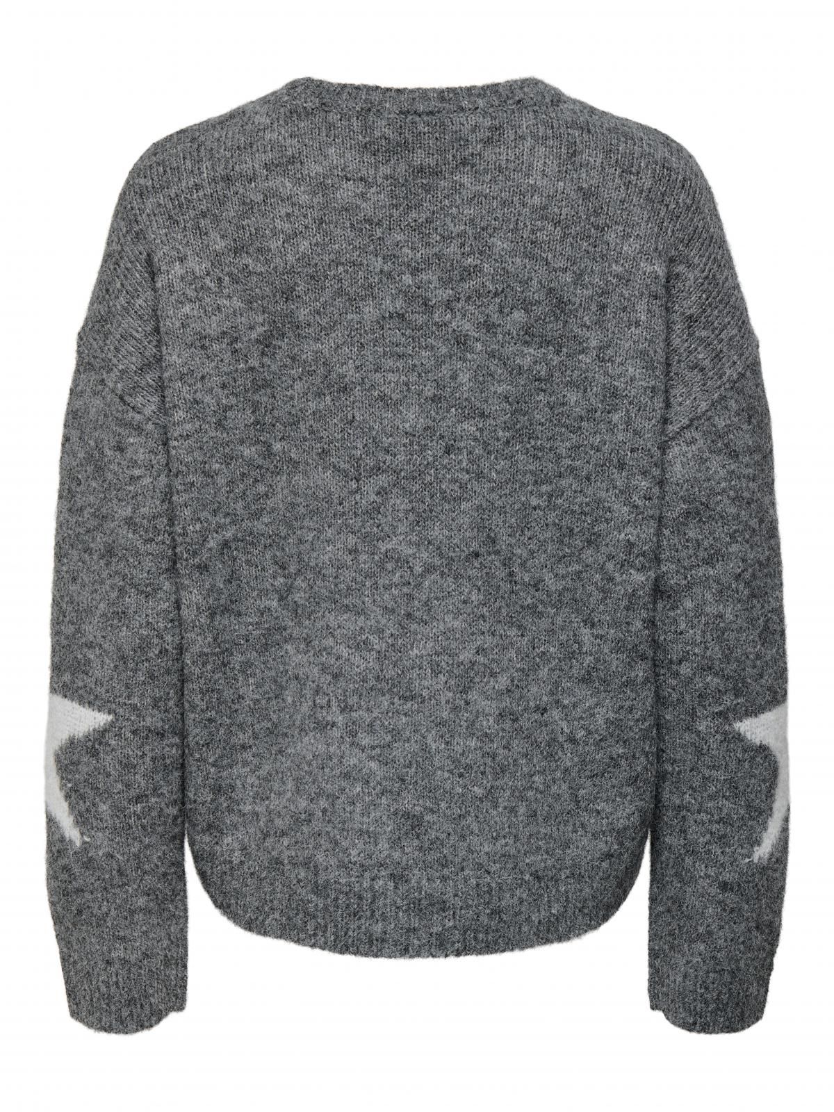 온리 스타패턴 라운드넥 니트 스웨터 15353125_2383_1201749 GREY / DARK GREY MELANGE - 상세 이미지 4