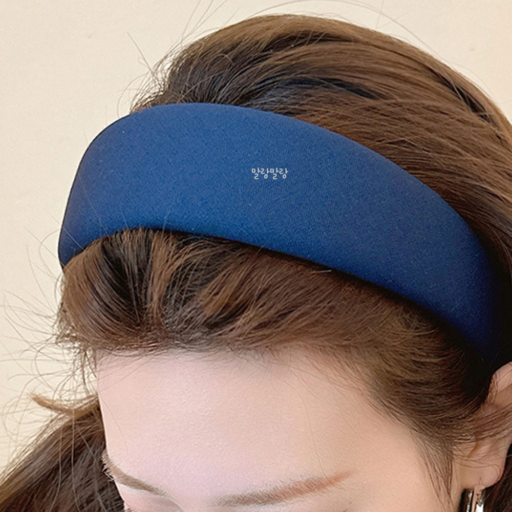 단색 와이드 볼륨 헤어밴드 데일리 캐주얼 심플 스펀지 넓은 머리띠 - 상세 이미지 2