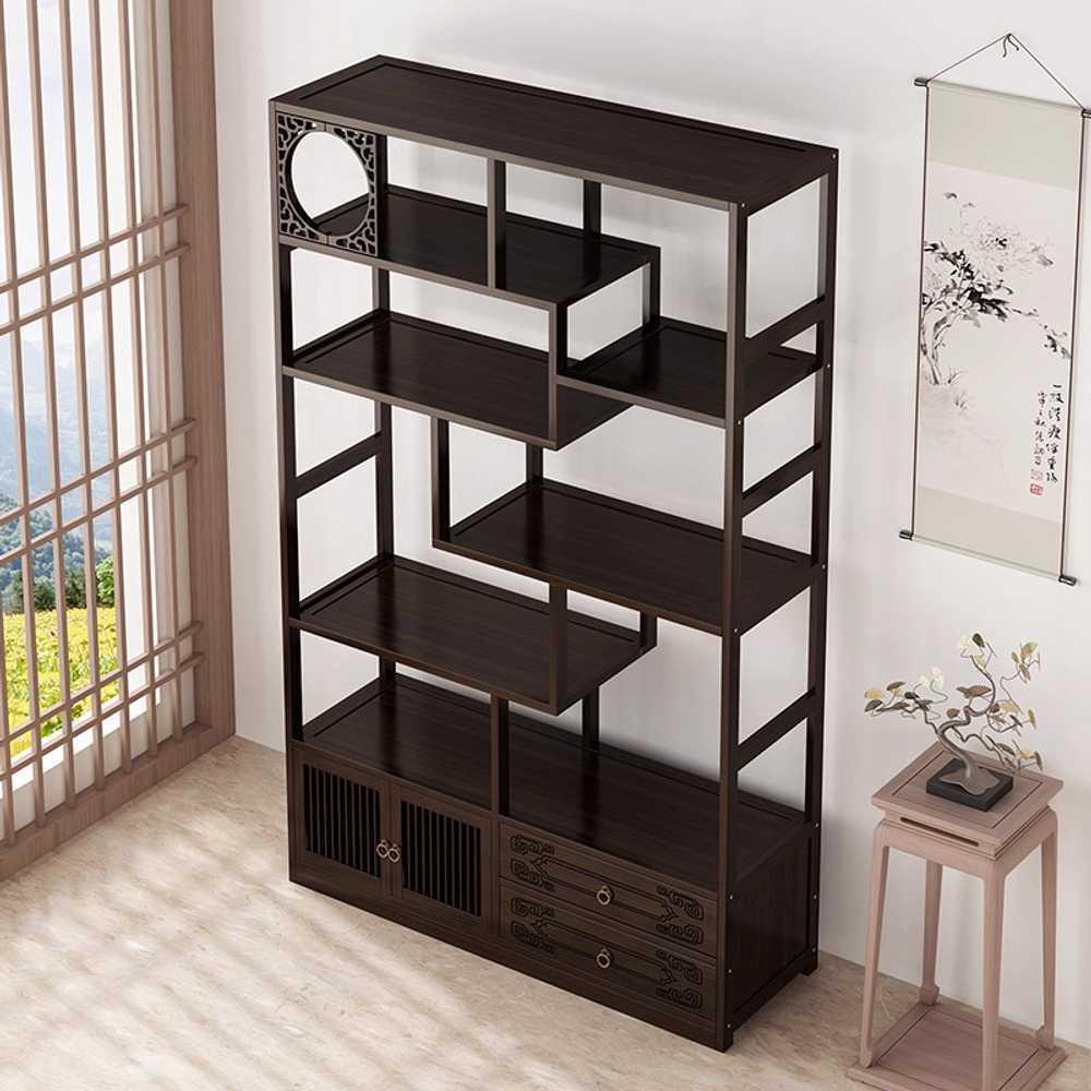 원목 선반장 골동품 수납 진열장 돌 빈티지 술병 거실 80cm - 상품 이미지