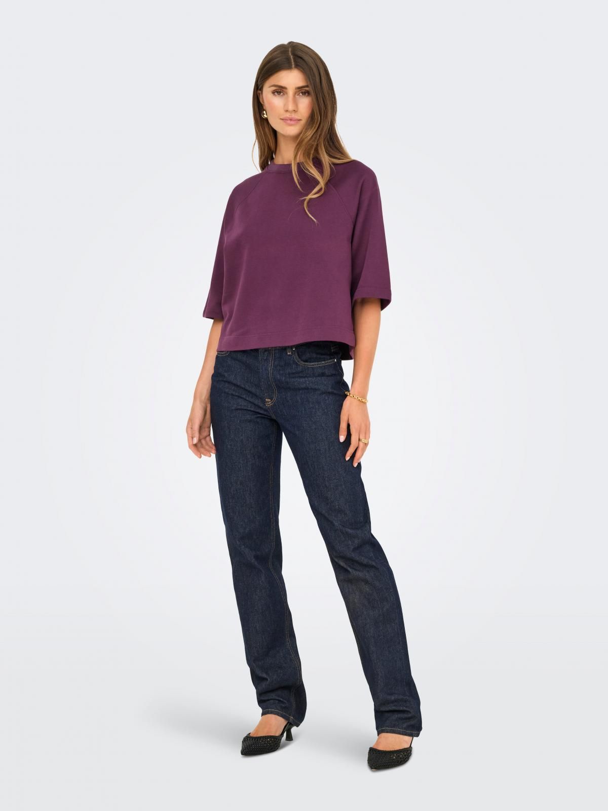온리 베이직 라운드넥 테크니컬 맨투맨 15365101_1045 PURPLE / MAUVE WINE - 상세 이미지 5