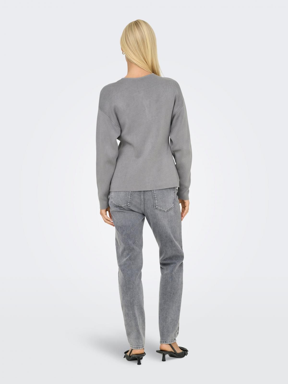 온리 라이트그레이 라운드넥 니트 가디건 15358670_2381 GREY / LIGHT GREY MELANGE - 상세 이미지 3