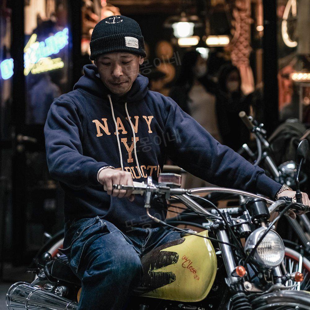브론슨 BRONSON 코튼 후드 아메리칸 테리 스웨터 셔츠 네이비 복싱 글러브 헤드 - 상세 이미지 3