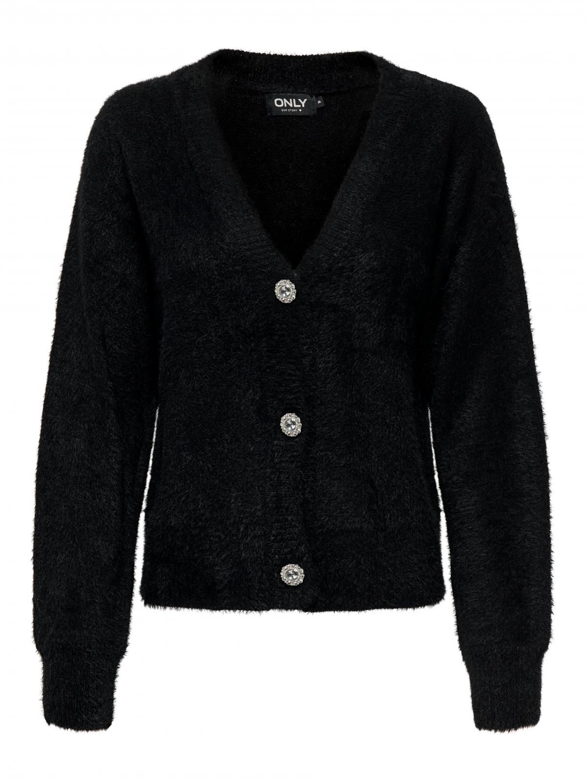 온리 베이직 브이넥 니트 가디건 15259564_2161 BLACK / BLACK - 상세 이미지 3