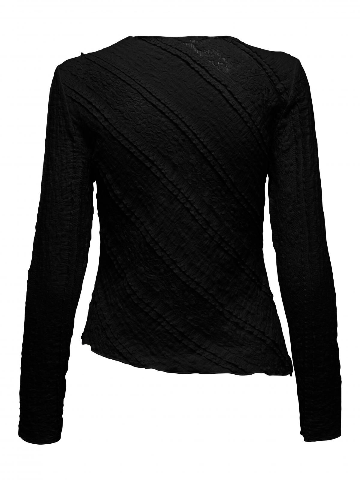 온리 레이스 디테일 블랙 긴팔 티셔츠 15370569_2161 BLACK / BLACK - 상세 이미지 4