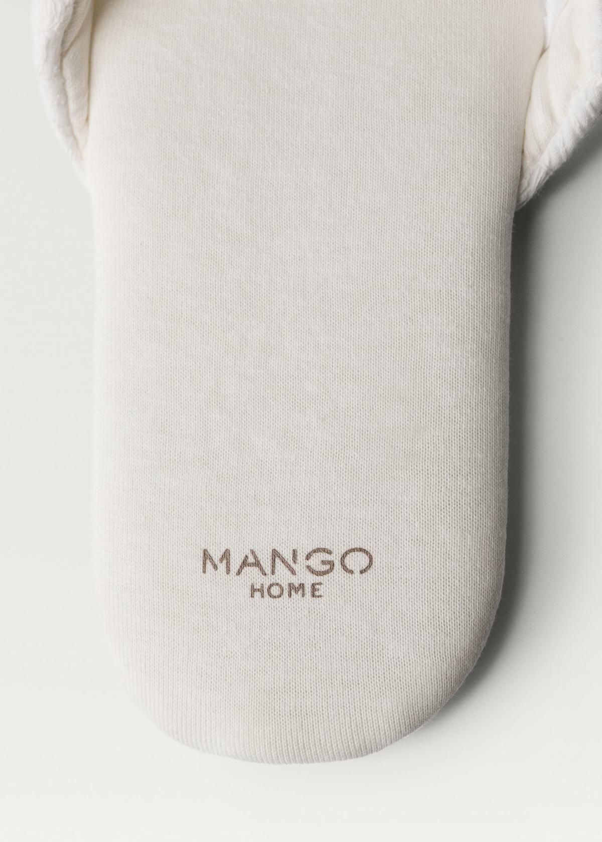 망고 코튼 텍스처 컴포트 자수 실내 슬리퍼 87093655 BLANCO - 상세 이미지 3
