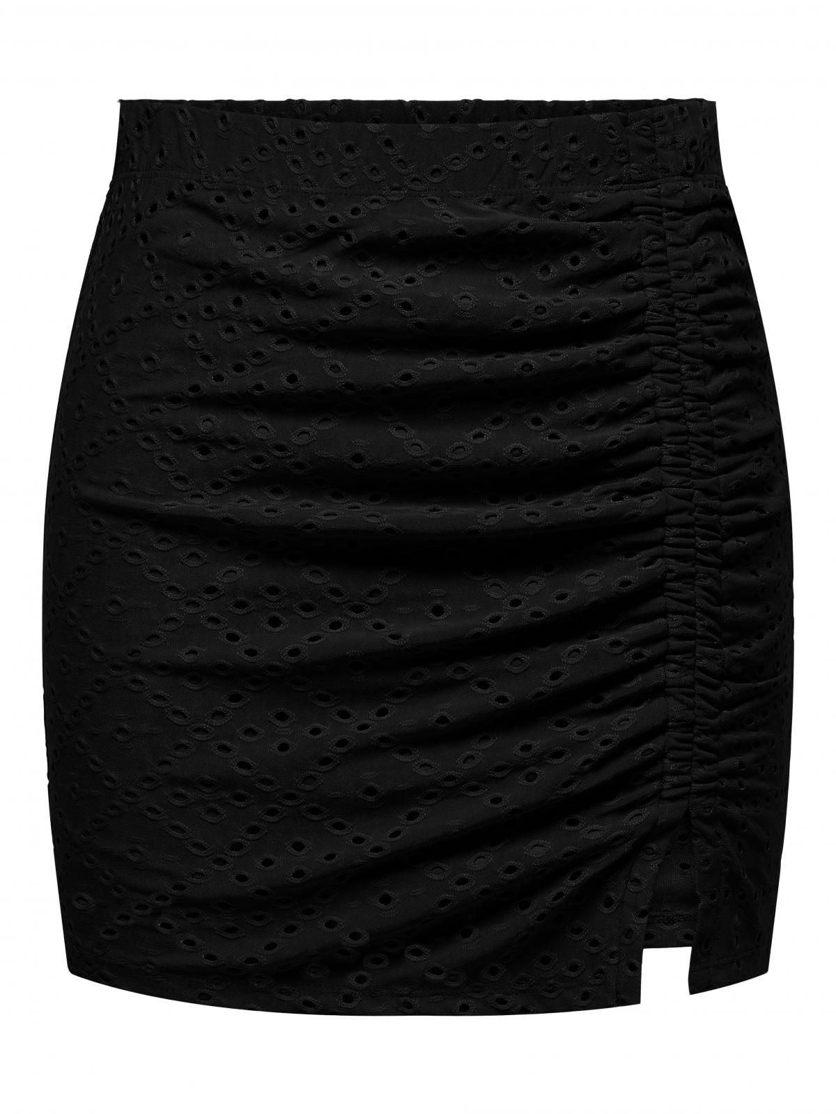 온리 레이스 펀칭 엘라스틱 블랙 미니 스커트 15294437_2161 BLACK / BLACK - 상세 이미지 3