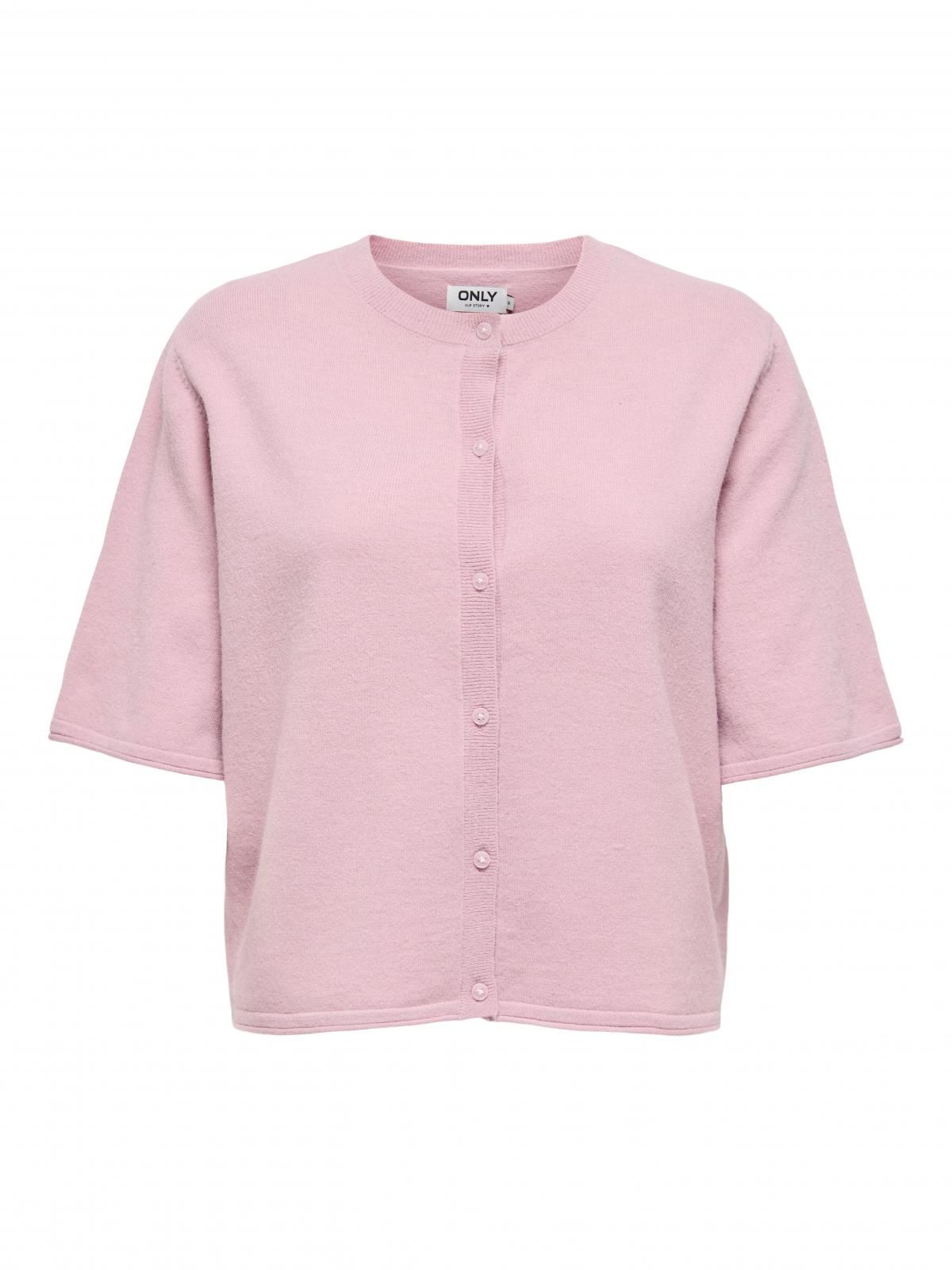 온리 라운드넥 니트 반팔 버튼 숏 가디건 15357001_990 ROSE / PALE MAUVE - 상세 이미지 4