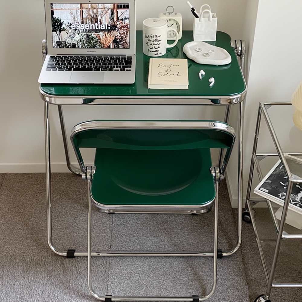 16피스 TZZ 접이식 폴딩 간이 다용도 접는 멀티 휴대용 미드센츄리 카페 크롬도금 테이블