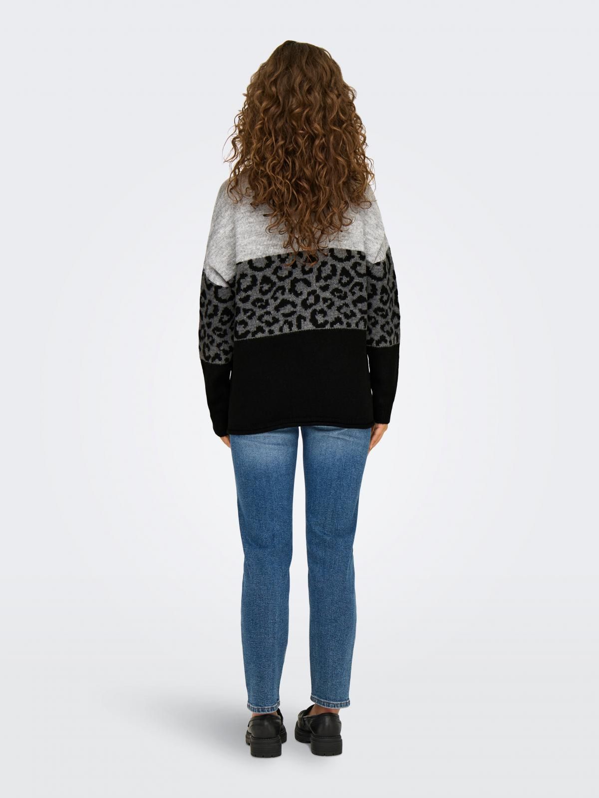 온리 애니멀 패턴 배색 라운드넥 니트 15294969_2381_1140194 GREY / LIGHT GREY MELANGE - 상세 이미지 3