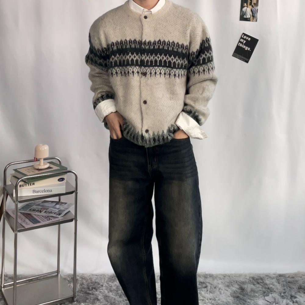 남자 노르딕 가디건 코위찬가디건 니트 겨울 커플 연말룩 크리스마스 커플룩 이미지 8