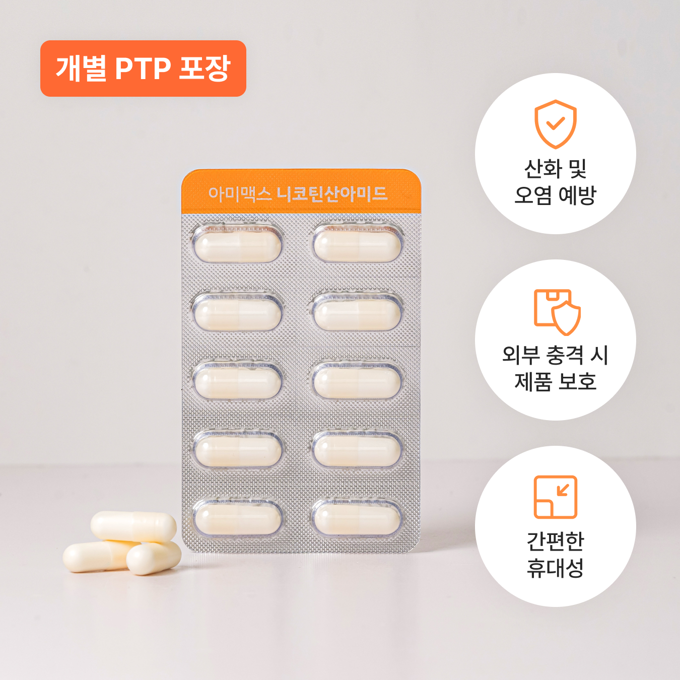 [개별포장] 글로오리진 아미맥스 비타민B3(고용량 500mg) 나이아신아미드 100캡슐, 1개 이미지 3