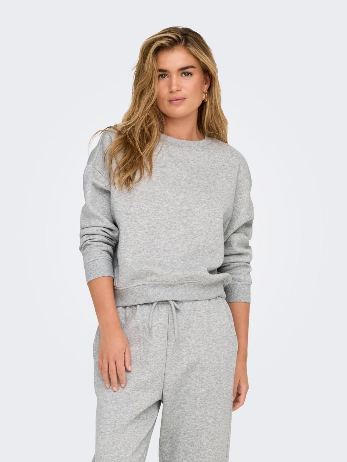 온리 그레이 베이직 루즈핏 라운드넥 맨투맨 15243380_2381 GREY / LIGHT GREY MELANGE - 상품 이미지