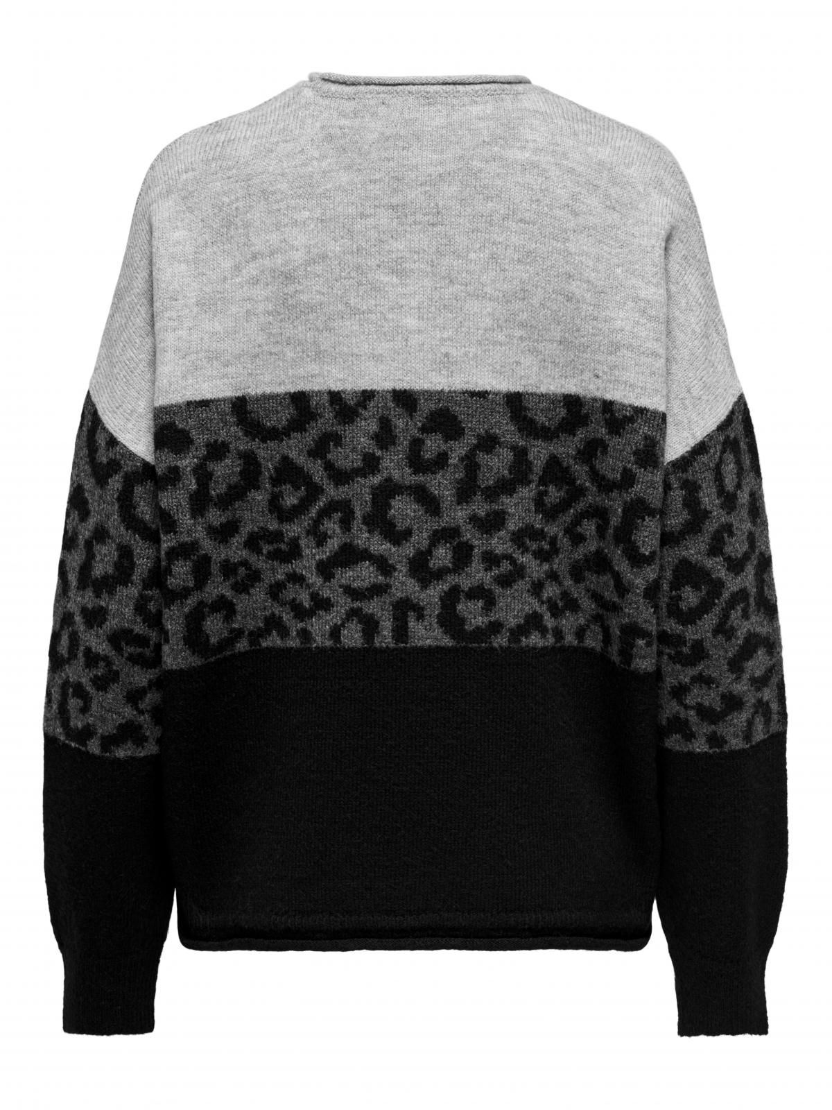 온리 애니멀 패턴 배색 라운드넥 니트 15294969_2381_1140194 GREY / LIGHT GREY MELANGE - 상세 이미지 5