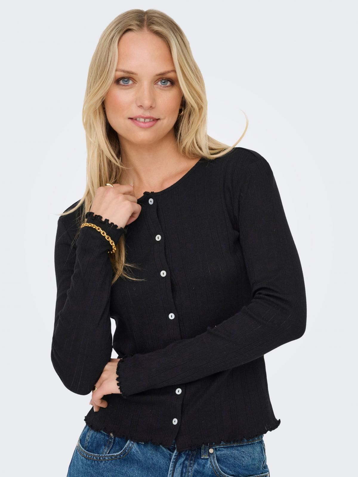 제이디와이 베이직 소프트 코튼 라운드넥 카디건 블랙 15341549_2161 BLACK / BLACK - 상품 이미지