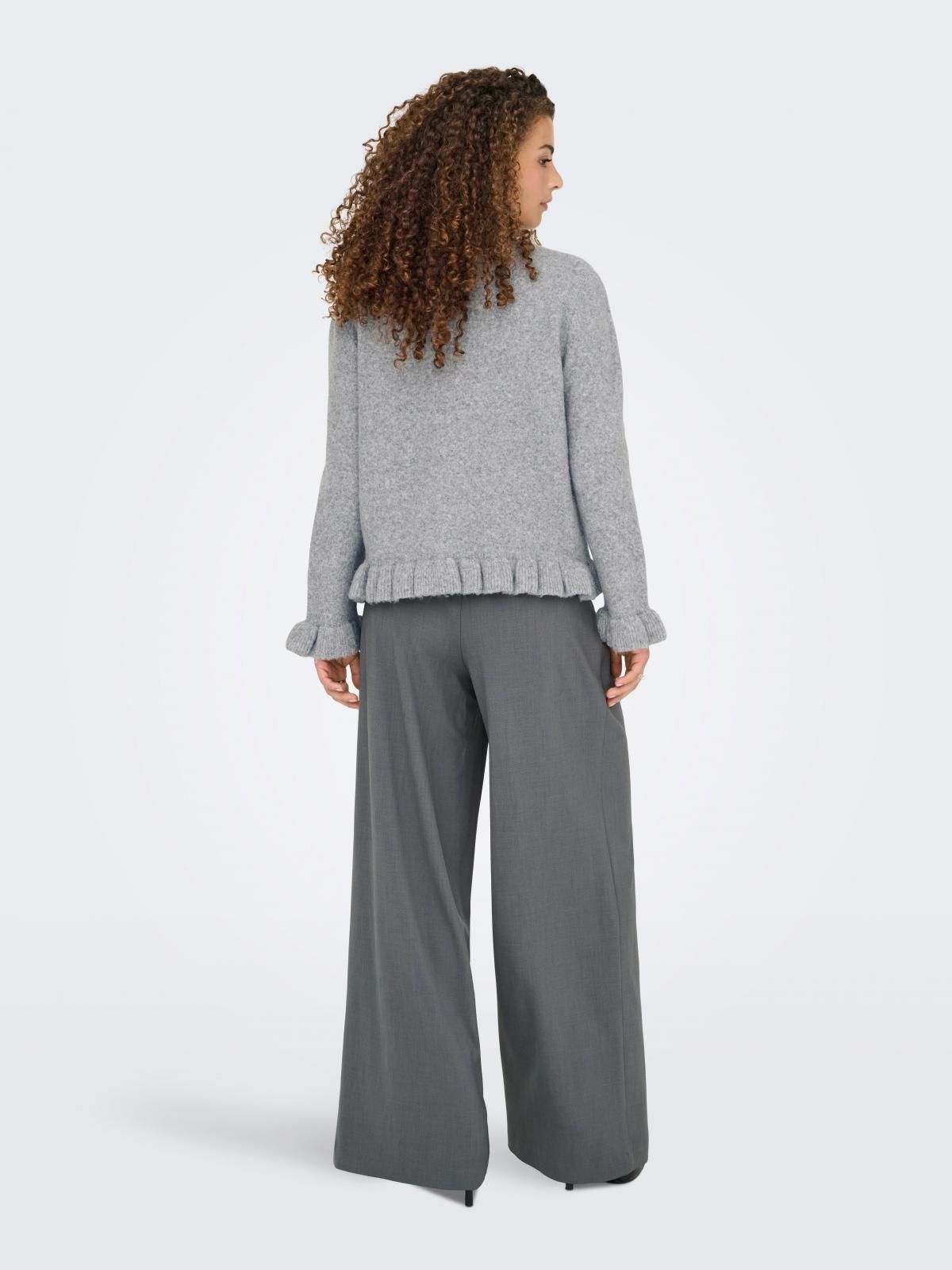 온리 플랫니트 라운드넥 프릴 카디건 15363415_2381_1235419 GREY / LIGHT GREY MELANGE - 상세 이미지 3