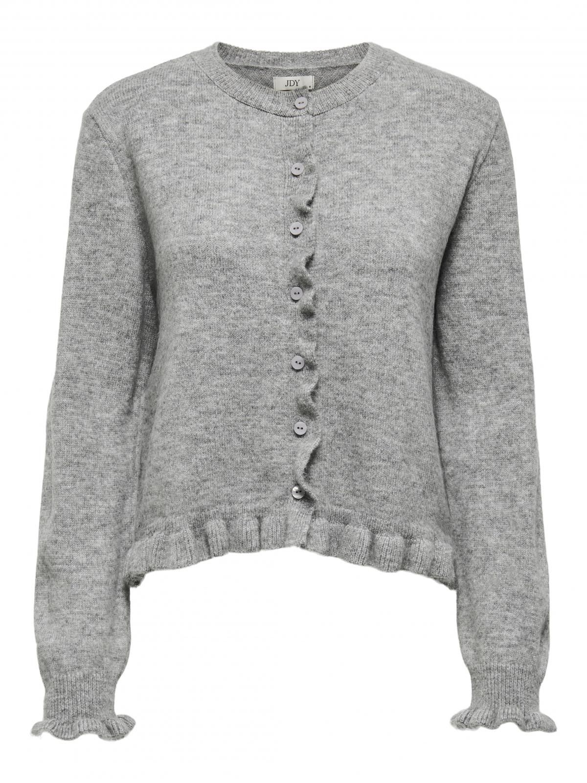 제이디와이 프릴 라운드넥 니트 카디건 15363485_2381 GREY / LIGHT GREY MELANGE - 상세 이미지 4