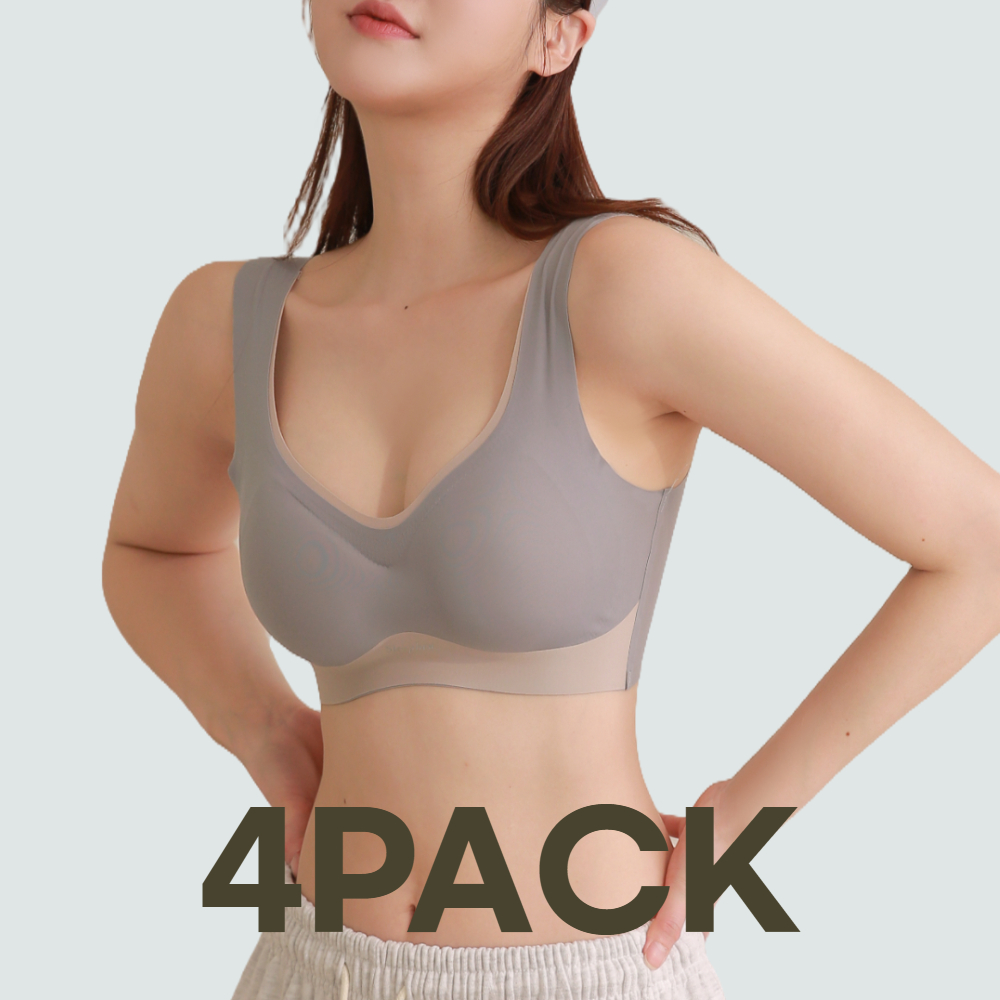 심리스 브라 4PACK 처진가슴 편한 노와이어 후크없는 여성 무봉제 노후크 브라렛 스포츠 제품 이미지