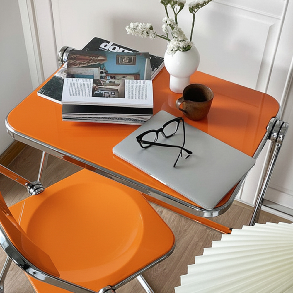 16피스 TZZ 접이식 폴딩 간이 다용도 접는 멀티 휴대용 미드센츄리 카페 크롬도금 테이블