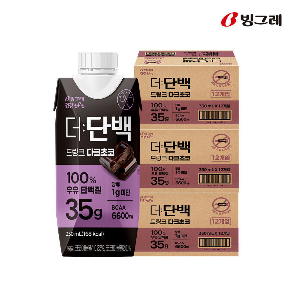 빙그레 더단백 드링크 다크초코 330ml 36팩 단백질음료 제품 이미지