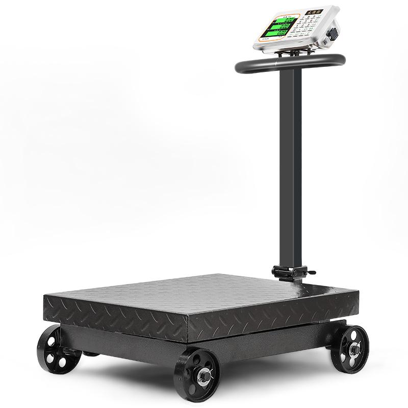 택배저울 체중계 전자저울 농산물 마트 바퀴 숫자 저울 150kg 블랙 3홀충전식40x50 - 상품 이미지