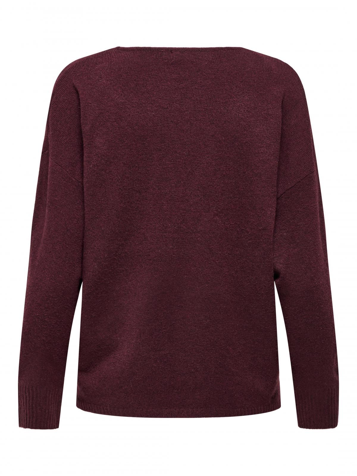 온리 버건디 브이넥 레귤러핏 니트 스웨터 15224360_1014_832241 PURPLE / ZINFANDEL - 상세 이미지 5
