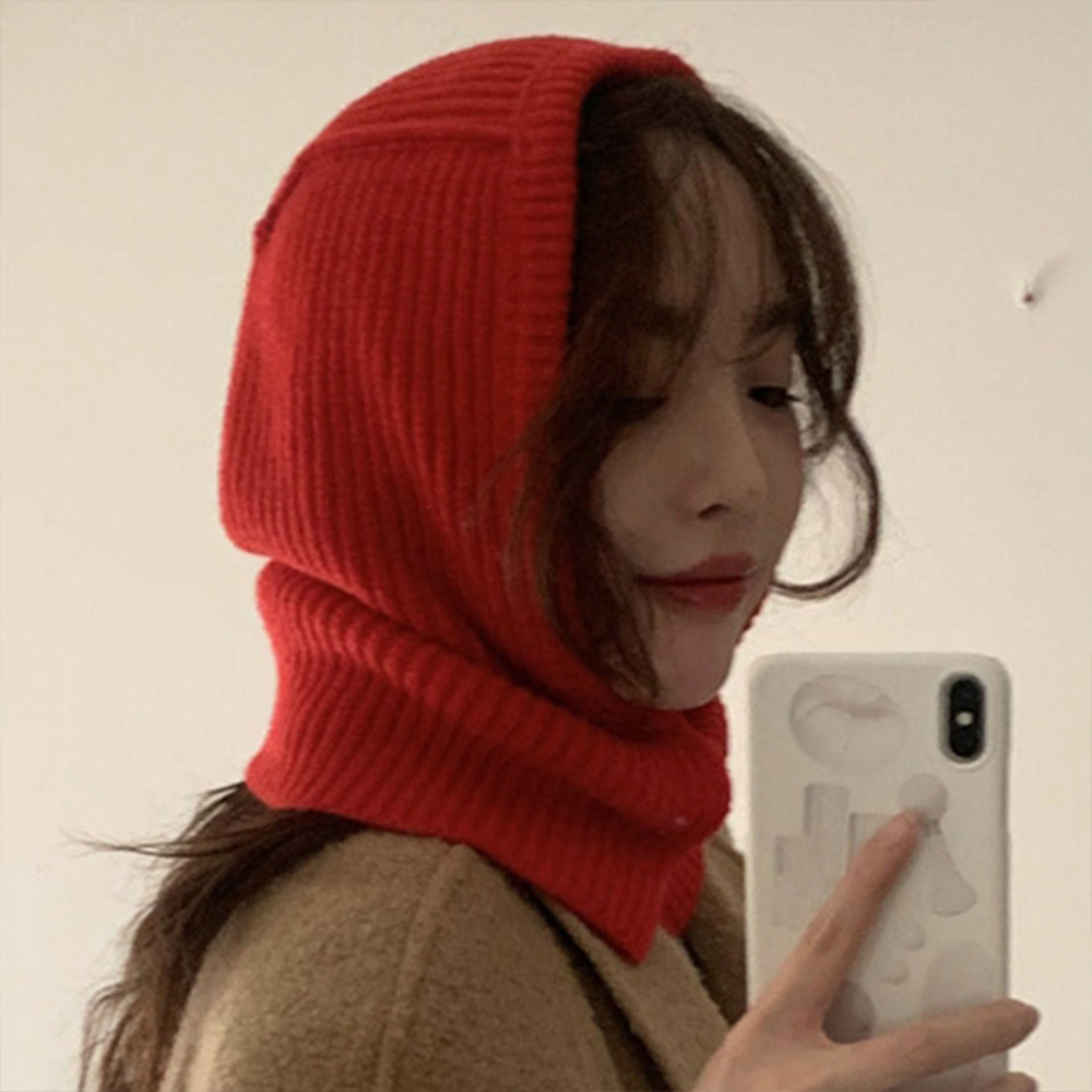 니트 후드 워머 여자 따뜻한 넥워머 목도리 바라클라바 여성 머플러 패션 방한 겨울 모자 - 상품 이미지