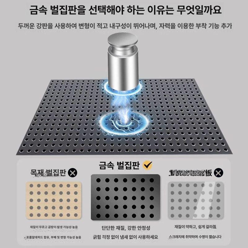 업소용 다용도 타공 바스켓 스테인리스 선반 매대 소품걸이 창고철제선반 70x42x135 메인 프레임 - 상세 이미지 5