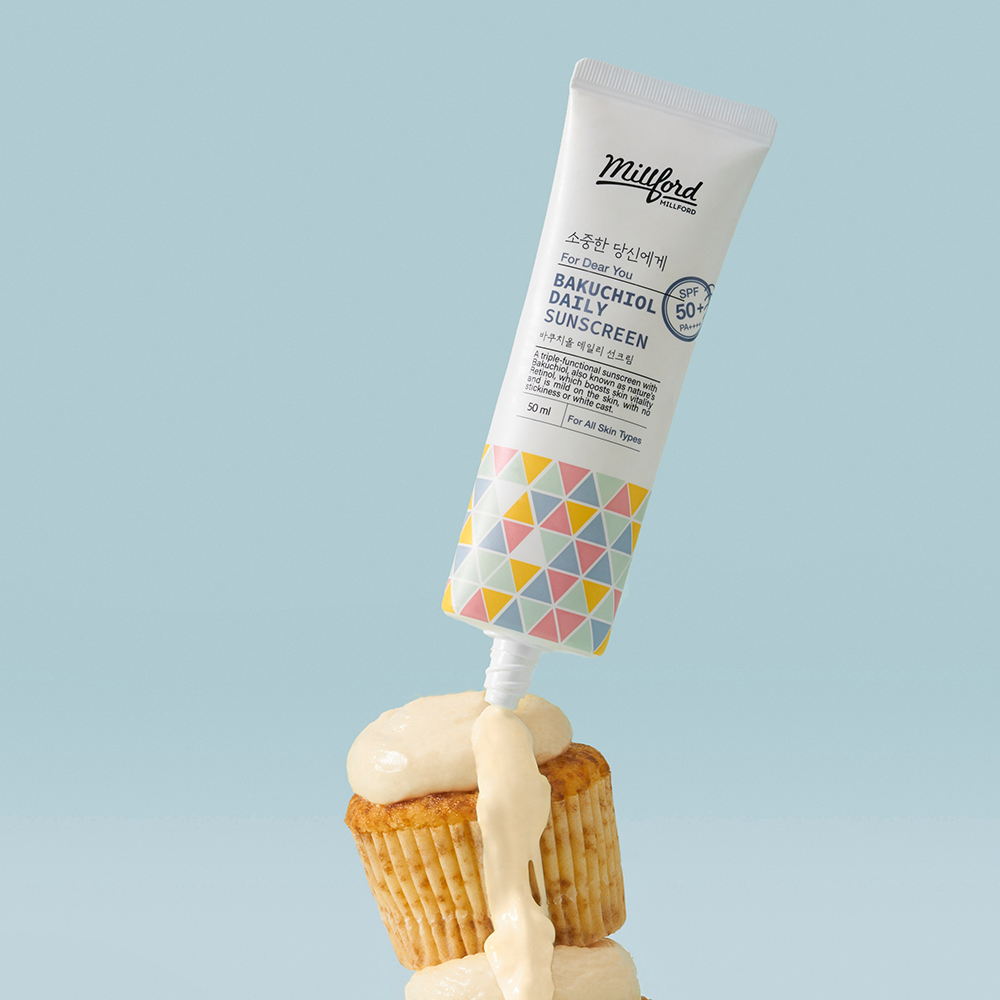 바쿠치올 선크림 SPF50+ PA++++ 눈시림없는 수분선크림 저자극 50ml 밀포드 - 상세 이미지 2