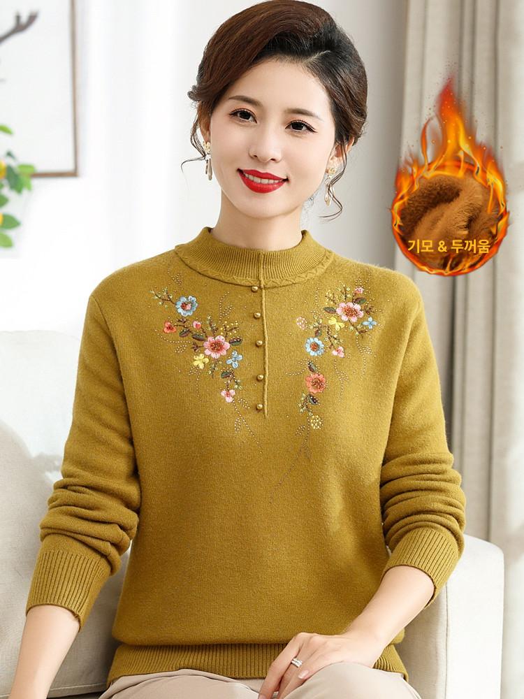 할머니니트 겨울옷 기모 따뜻한 요양원 스웨터 엄마옷 선물 - 상세 이미지 3