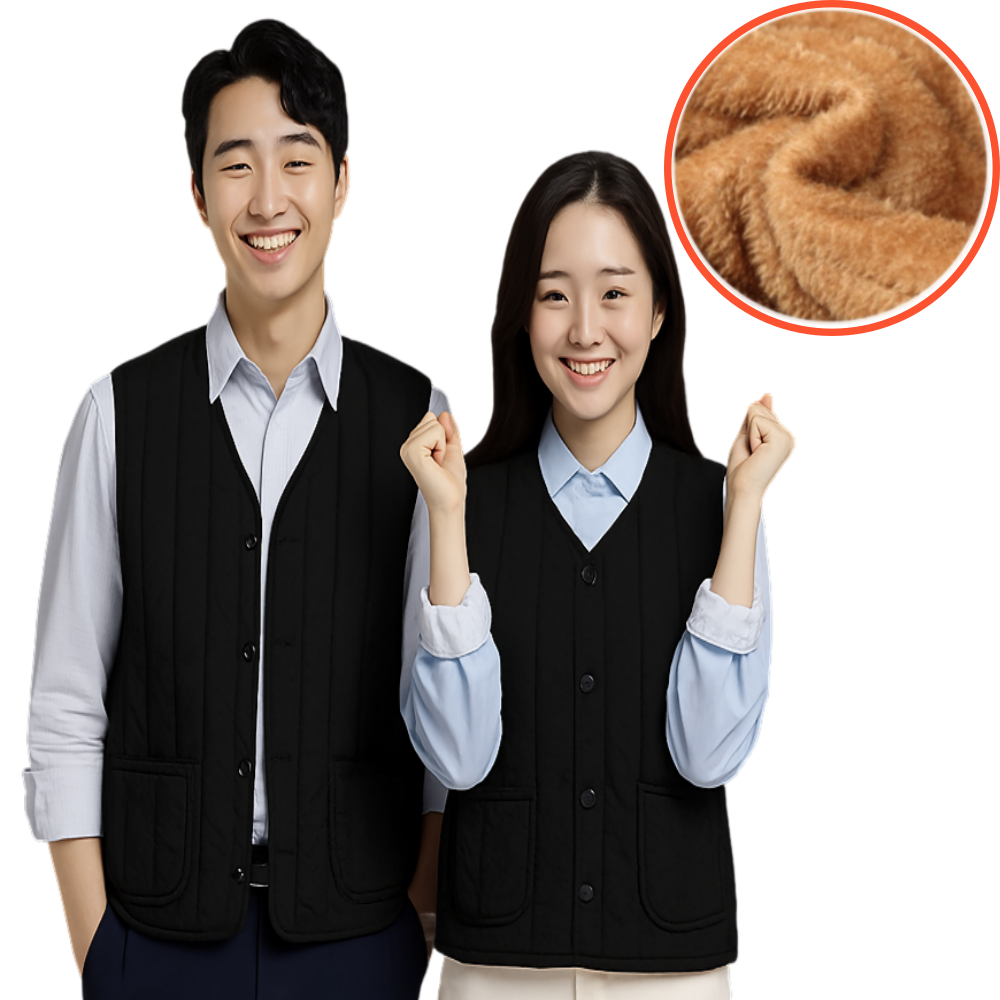 남자김장조끼 깔깔이 남성누빔 정장베스트 퀼팅 브이넥 러닝겨울조끼 캠핑 융털 포켓 남녀공용 - 메인 이미지