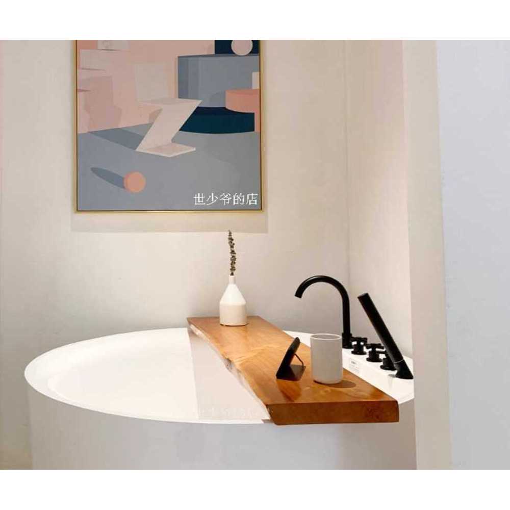 원목 욕조 트레이 반신욕 용품 욕실 인테리어 선반 90x30x5cm 이중 방수 - 상품 이미지