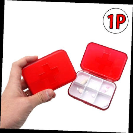 haesinsangsa 알약정리함 휴대용 약품보관 6칸 분할 소형 약케이스 가정용 여행용 약상자 약물관리