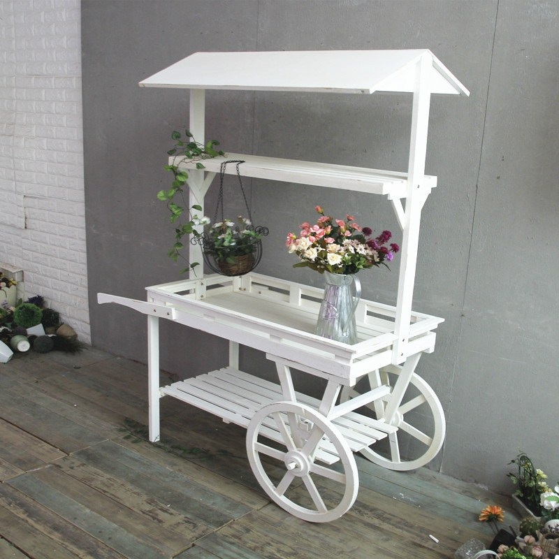 꽃마차 철제수레 꽃다발 야외 진열대 베란다 거치대 식물 정원 데코 수레 - 상품 이미지