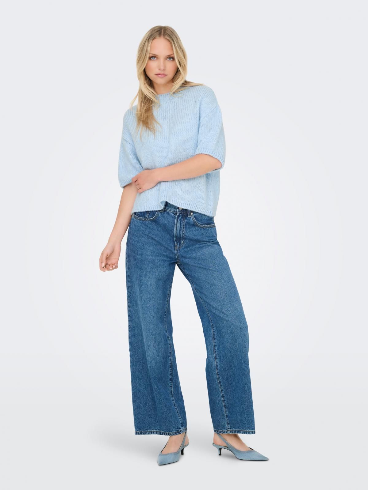 제이디와이 플랫니트 라운드넥 반팔 니트티셔츠 15367237_1243 BLUE / CASHMERE BLUE - 상세 이미지 5