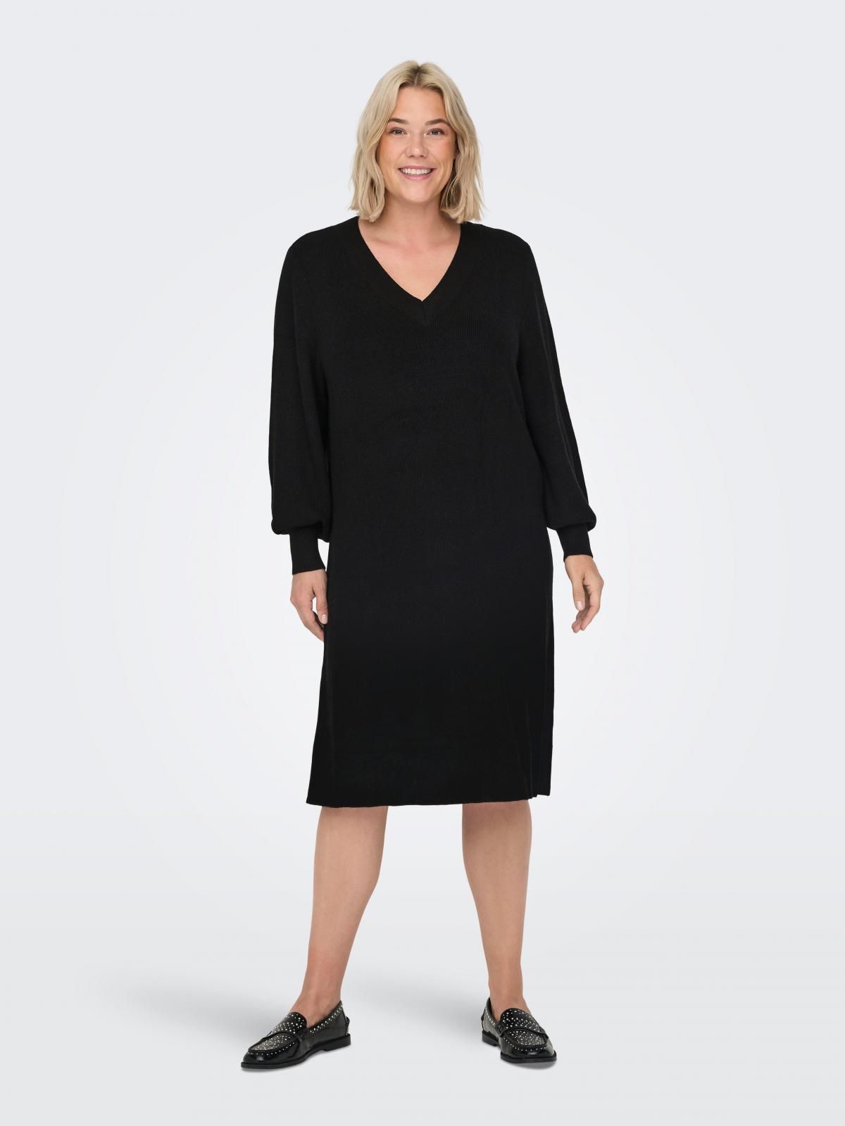 온리 커브핏 브이넥 미디 원피스 15327167_2161 BLACK / BLACK - 상세 이미지 5