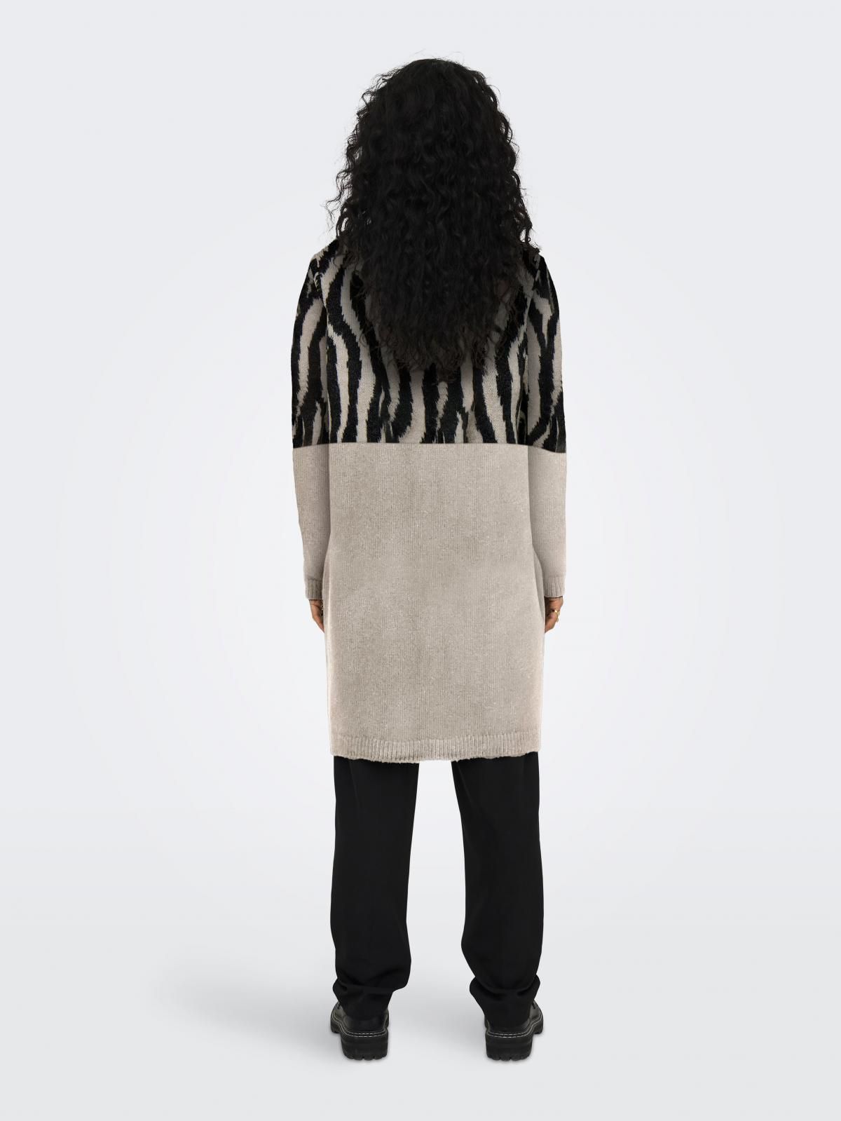 온리 지브라 패턴 롱 브이넥 니트 카디건 15294968_31_1218167 WHITE / WHITECAP GRAY - 상세 이미지 3