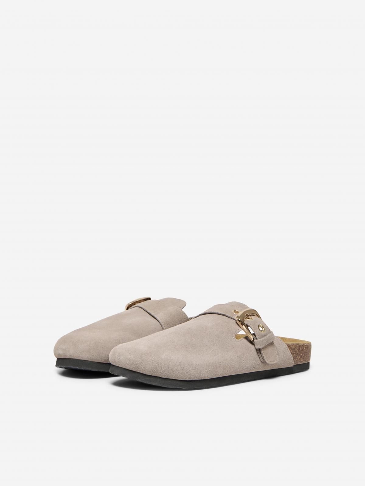 온리 레더 컴포트 버클 뮬 슬리퍼 15340959_113 GREY / TAUPE GRAY - 상세 이미지 5