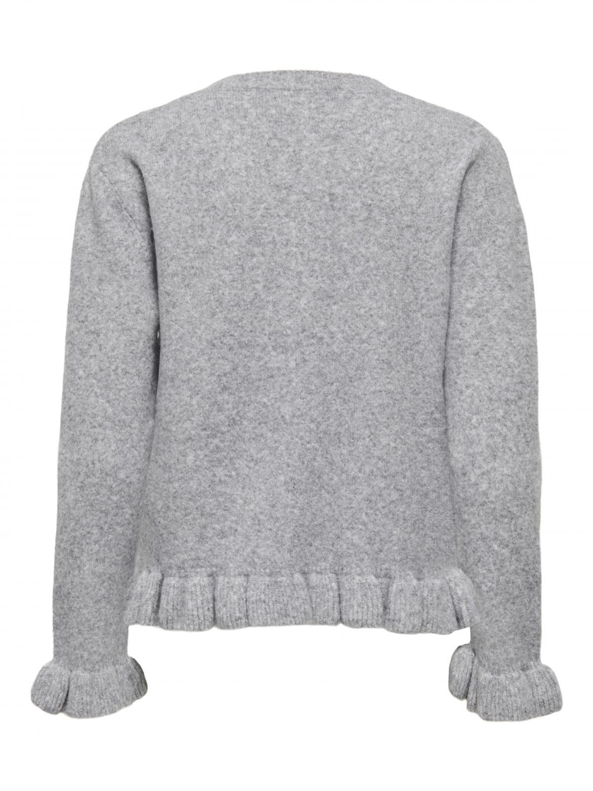온리 플랫니트 라운드넥 프릴 카디건 15363415_2381_1235419 GREY / LIGHT GREY MELANGE - 상세 이미지 5