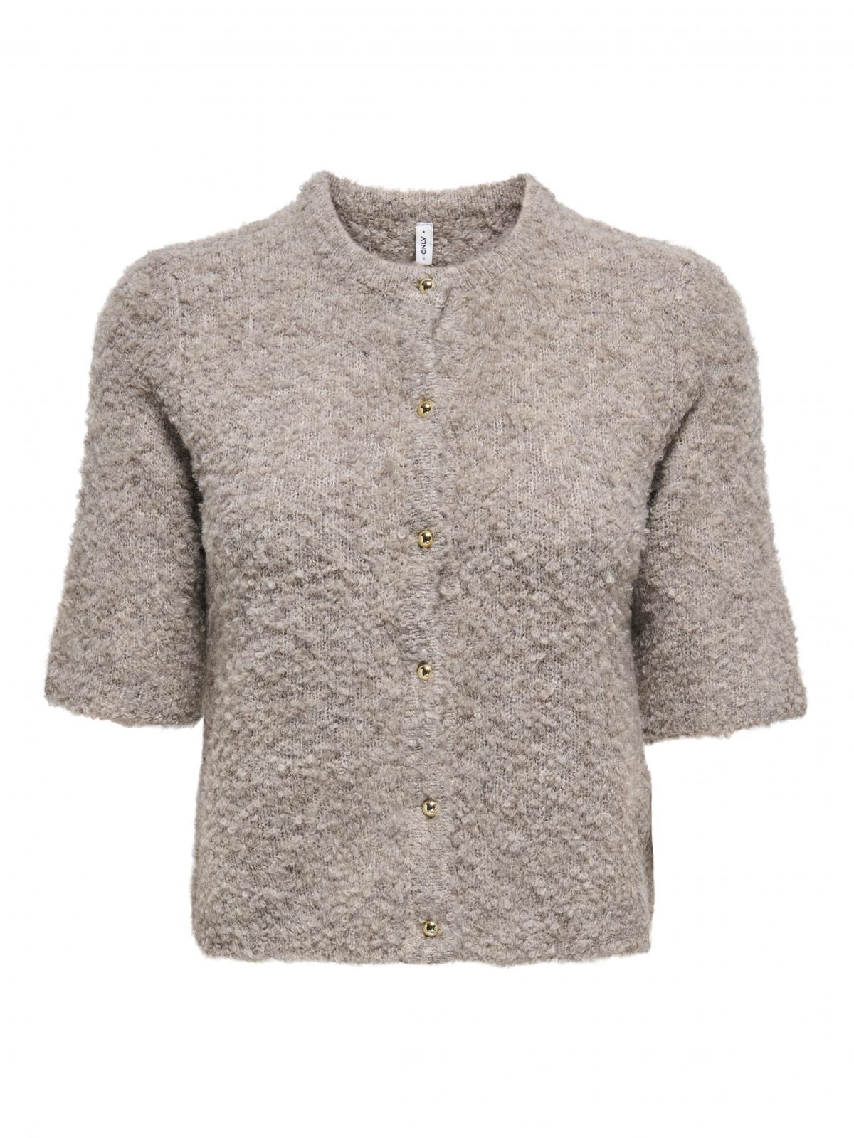 온리 라운드넥 니트 카디건 심플 레귤러핏 15350782_132_1193684 BROWN / STRING - 상세 이미지 3