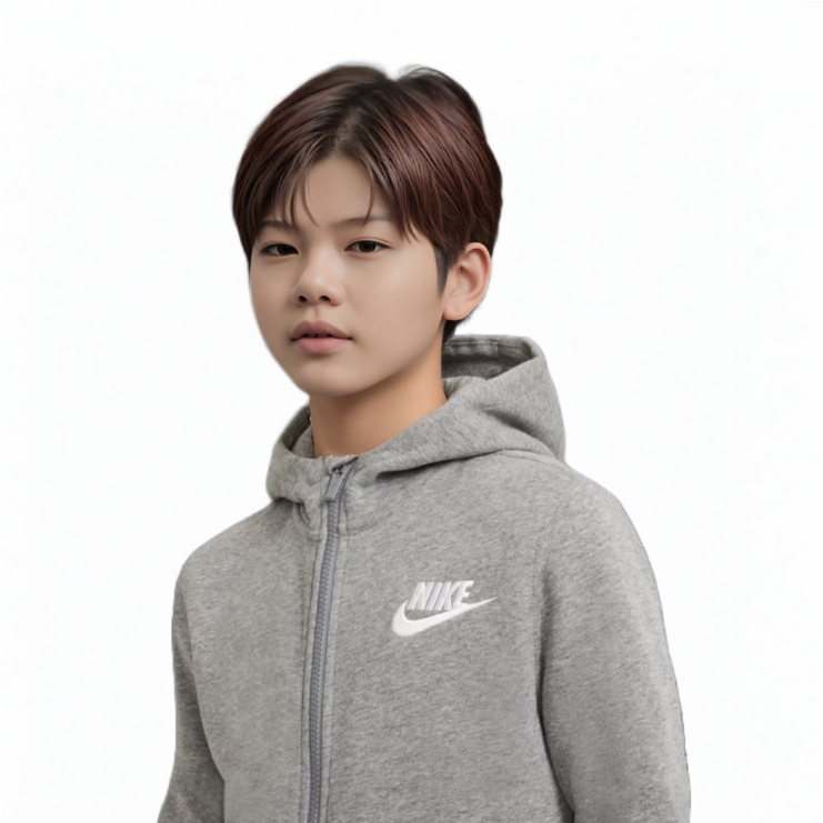 [국내매장판] 나이키 키즈 주니어 집업 긴팔 겨울 따뜻한 기모 후디 후드티 가디건 자켓 그레이, S - 상세 이미지 3