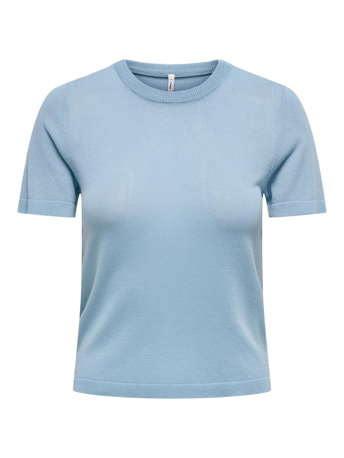 온리 플랫니트 소프트 라운드넥 반팔 니트 15314609_3013 BLUE / SOFT CHAMBRAY - 상세 이미지 4