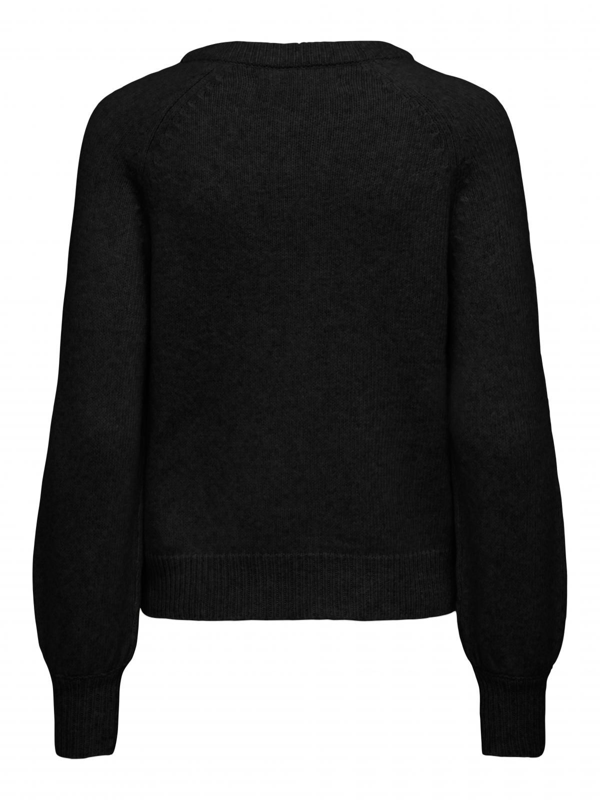 온리 테크니컬 라운드넥 니트 버튼 디테일 15302253_2161 BLACK / BLACK - 상세 이미지 4