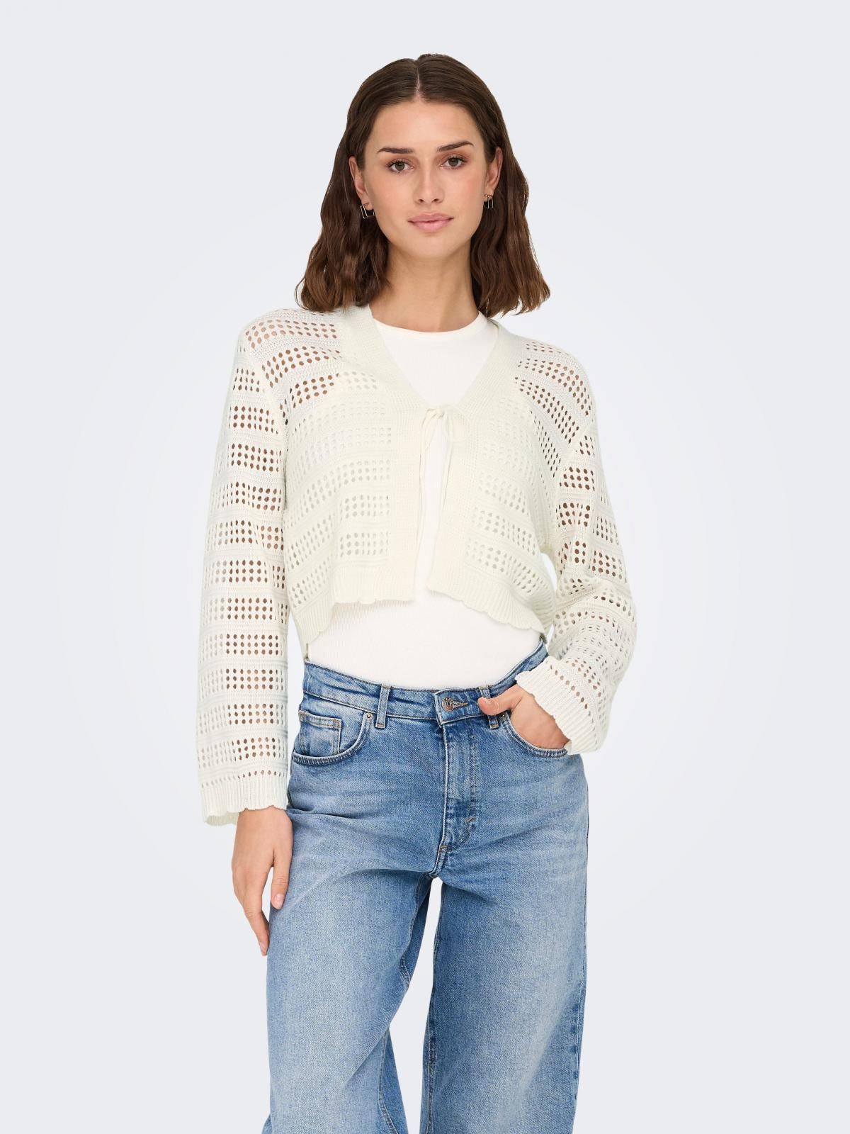 온리 크로셰 아이보리 브이넥 니트 카디건 15331337_8 WHITE / MARSHMALLOW - 상품 이미지