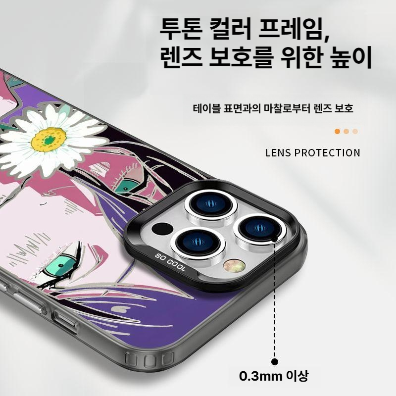 체인소 맨 레제 아이폰 케이스 스마트폰 일러스트 휴대폰 핸드폰 커버 ZHT8827 데이지 문라이트실버 투톤 iPhone 17 - 상세 이미지 3