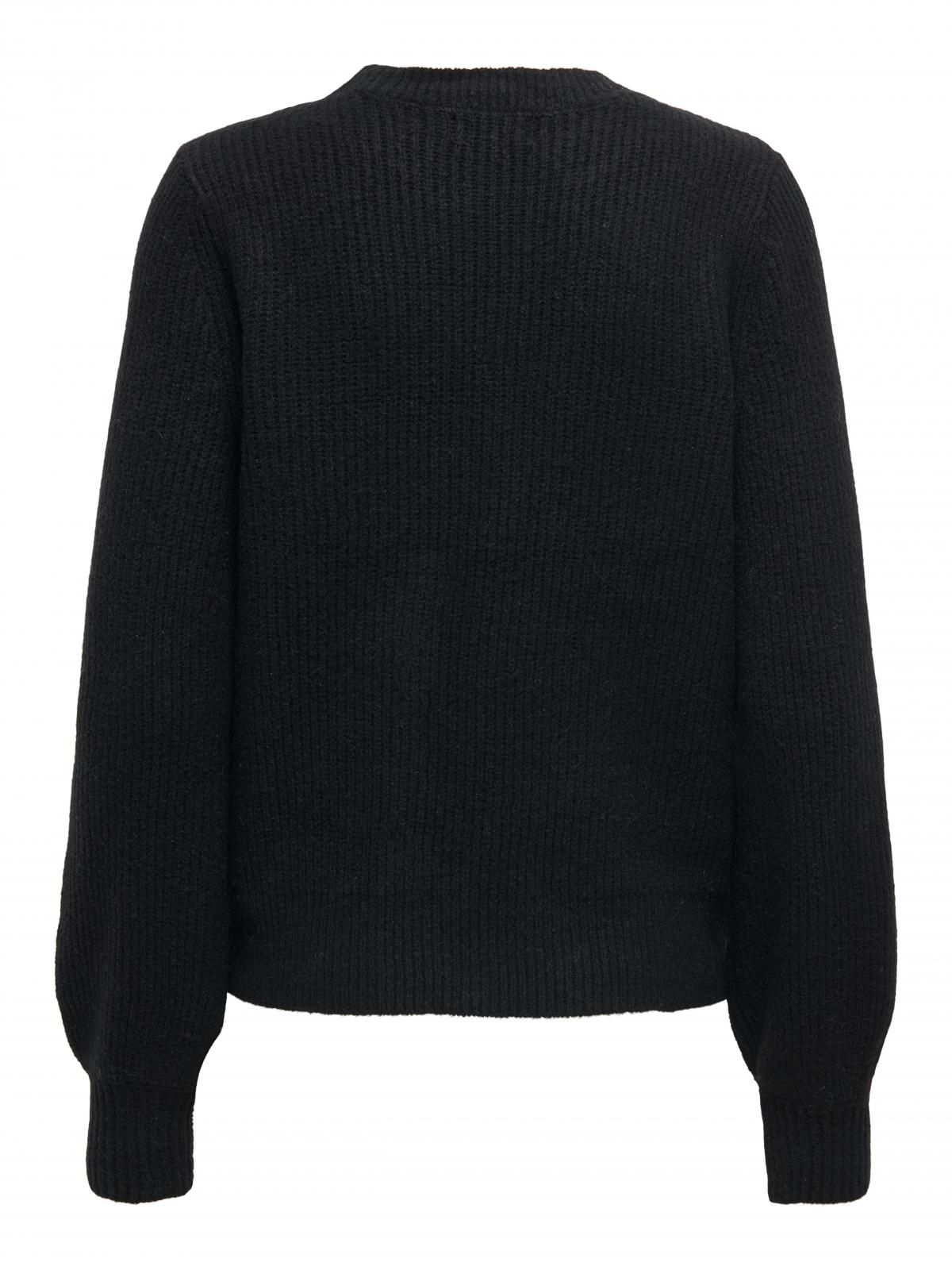온리 진주장식 라운드넥 볼륨소매 블랙 니트 15324271_2161_1135570 BLACK / BLACK - 상세 이미지 4