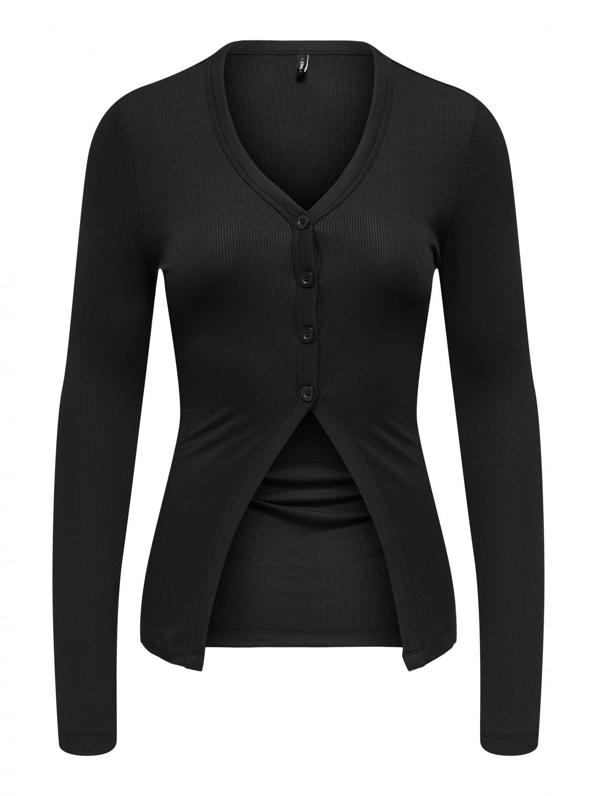 온리 베이직 브이넥 슬림핏 가디건 블랙 15365154_2161 BLACK / BLACK - 상품 이미지