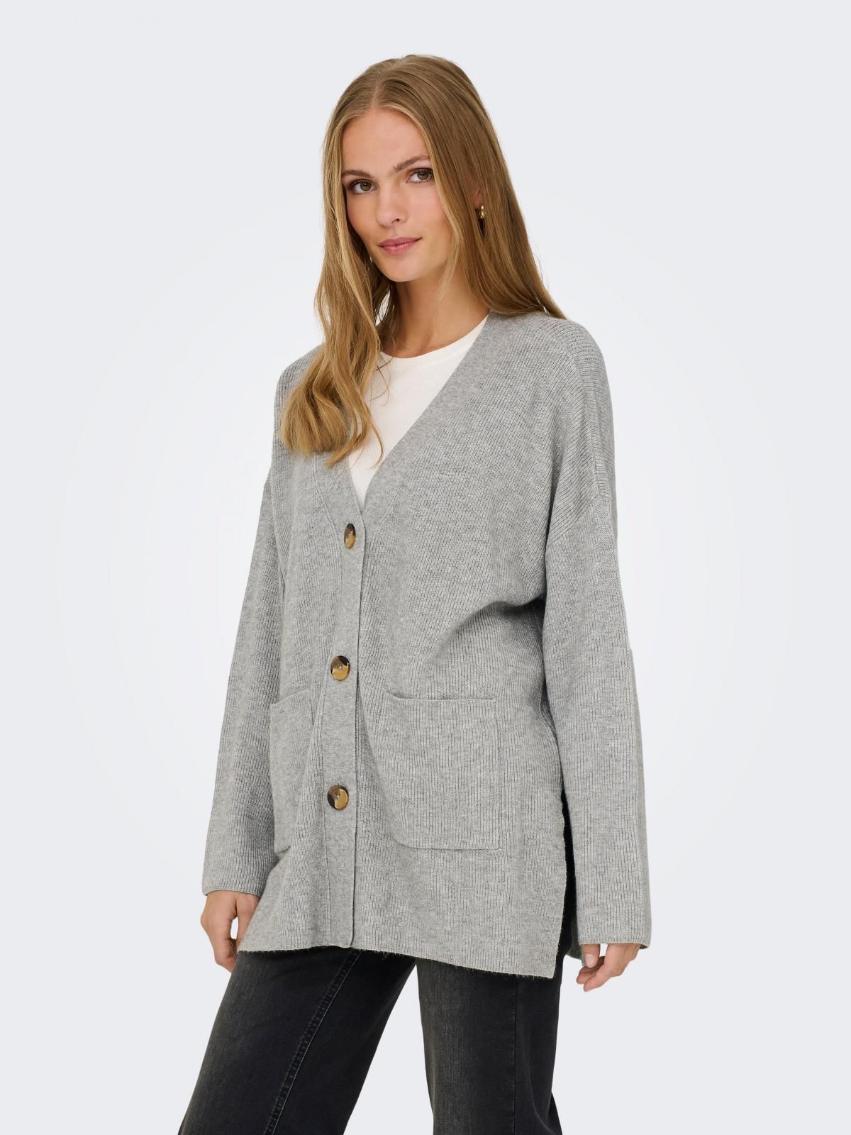 온리 라이트그레이 브이넥 니트 가디건 15351147_2382 GREY / MEDIUM GREY MELANGE - 상세 이미지 2