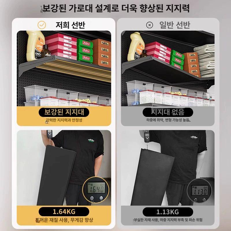 업소용 다용도 타공 바스켓 스테인리스 선반 매대 소품걸이 창고철제선반 70x42x135 메인 프레임 - 상세 이미지 4