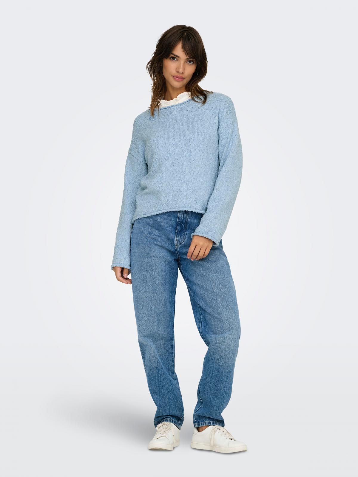 온리 라이트블루 소프트 라운드넥 니트 풀오버 15339651_3013 BLUE / SOFT CHAMBRAY - 상세 이미지 5